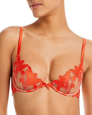 Fleur du Mal Lily Embroidered Plunge Demi Bra & Cheeky Panty