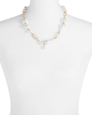 Imitation Pearl Cluster Statement Necklace, 18"
