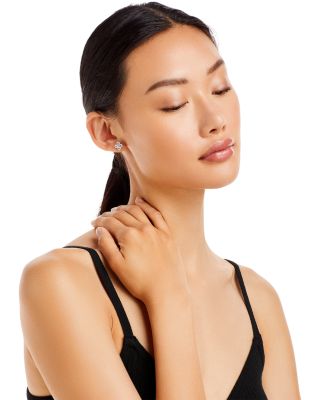 Diamond Clover Stud Earrings in 14K White Gold, 2.0 tcw 