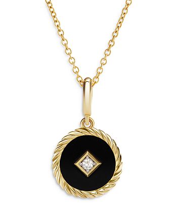 David Yurman - Cable Collectibles Enamel Charm Necklace with 18K Yellow Gold and Diamond, 16"