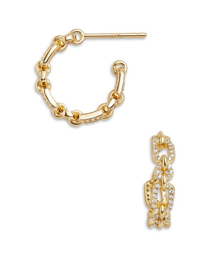 BAUBLEBAR Daisy Pavé Link Hoop Earrings in 18K Gold Plated Sterling