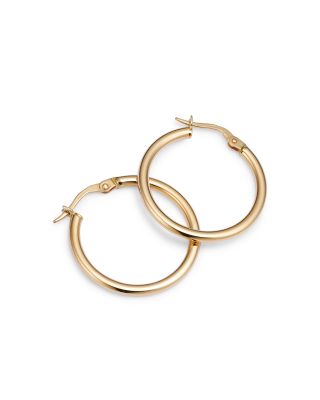 18 K Yellow Gold Round Hoop Earrings
