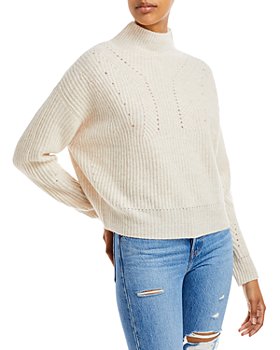 AQUA - Novelty Stitch Cashmere Mock Neck Sweater - 100% Exclusive