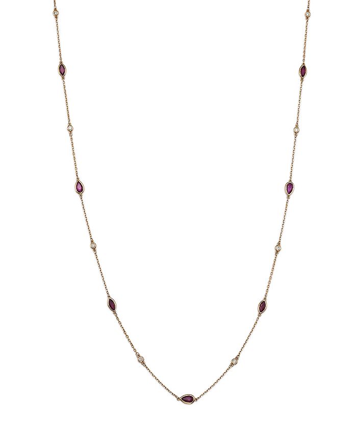 Bloomingdale's - Ruby & Diamond Station Necklace in 14K Yellow Gold, 18" - 100% Exclusive
