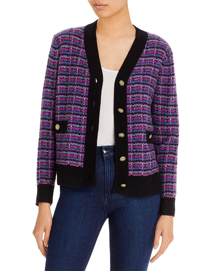 C by Bloomingdale's Cashmere Tweed Contrast Trim Cashmere Cardigan ...