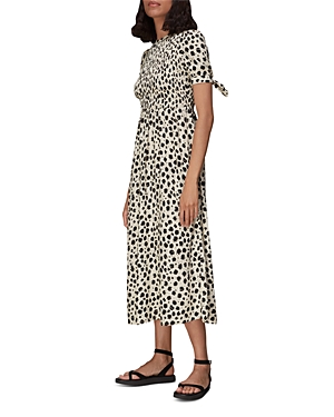 Whistles Dalmatian Print Smocked Midi Dress
