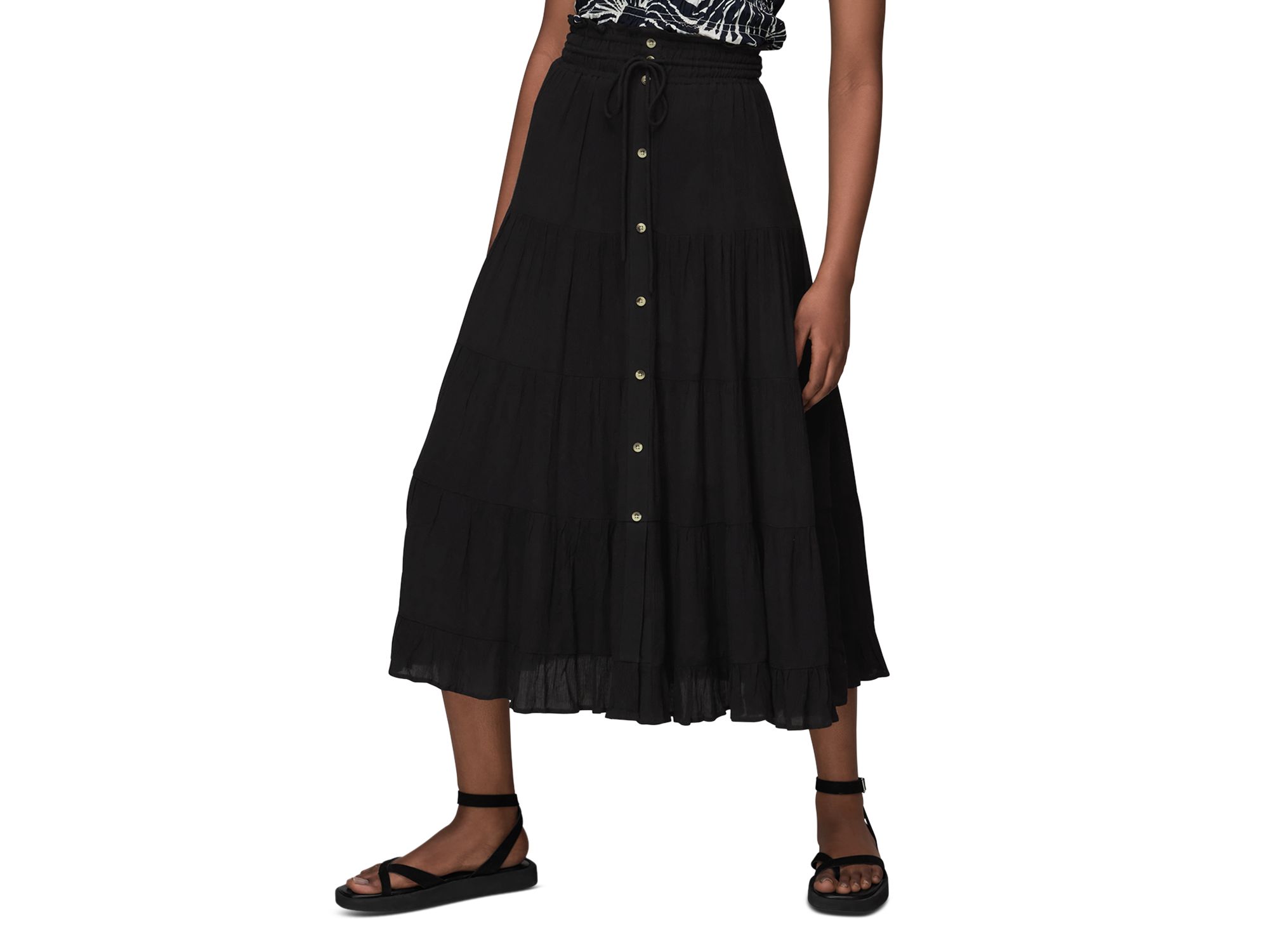 Crinkled Button Front Skirt - Image 1