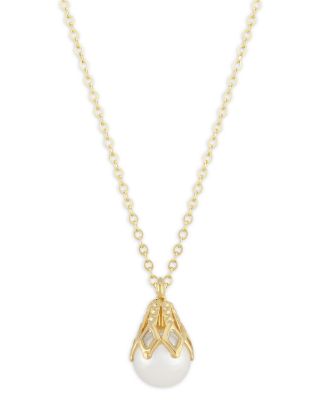 Bloomingdale's Fine Collection - Cultured Freshwater Pearl Bell Cap Pendant Necklace in 14K Yellow Gold, 18"