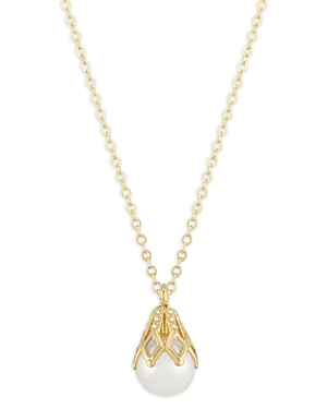 Bloomingdale's Cultured Freshwater Pearl Bell Cap Pendant Necklace In 14k Yellow Gold, 18 - 100% Exclusive In White/gold