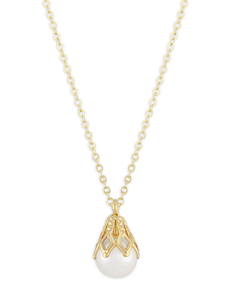 Bloomingdale's Fine Collection Cultured Freshwater Pearl Bell Cap Pendant Necklace in 14K Yellow Gold, 18