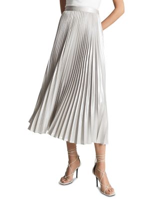 REISS Elle Metallic Pleated Midi Skirt | Bloomingdale's
