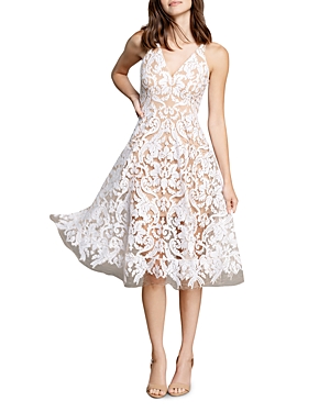 Dress The Population Blair Sequin Lace Dress In White/nude