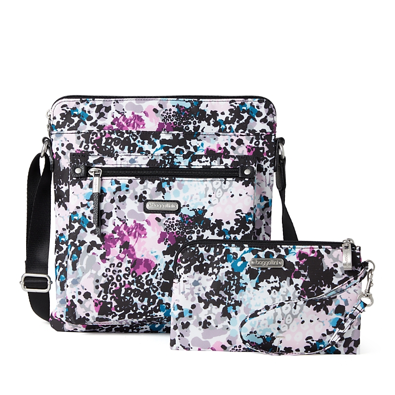Baggallini New Classic Go Bag With Rfid Phone Wristlet In Abstract Cheetah Print