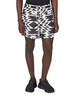 Moncler Geometric Print Swim Trunks In White