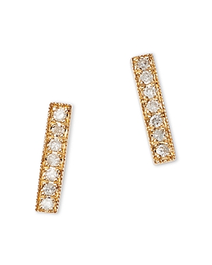 Moon & Meadow 14k Yellow Gold Diamond Bar Stud Earrings