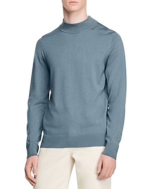 Sandro Industrial Mock Neck Wool Sweater In Middle Gray