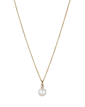Cubic Zirconia & Nacre Pearl Pendant Necklace, 16-18