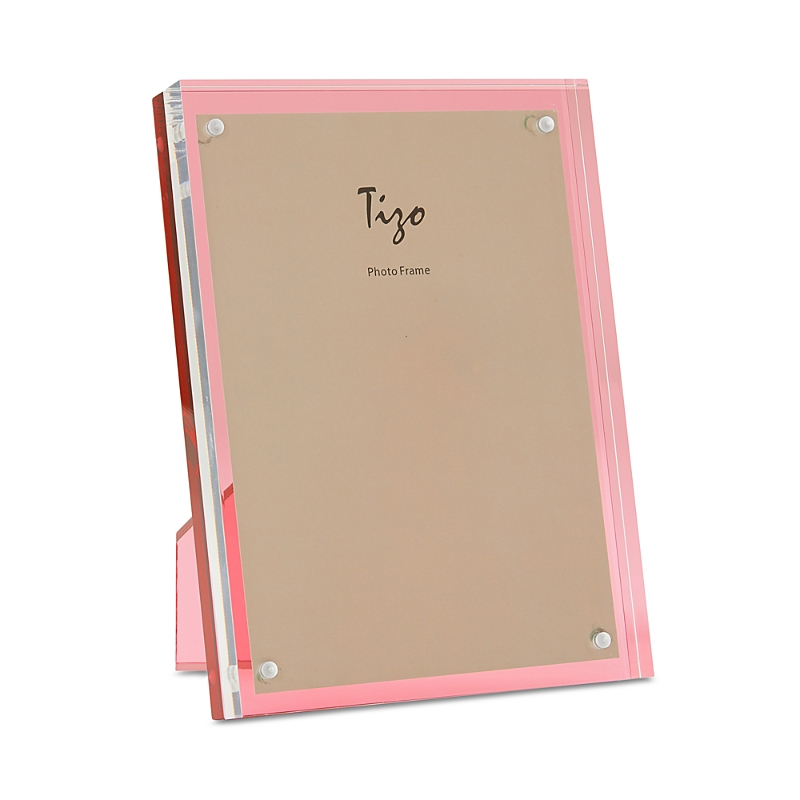 Tizo Lucite 5 X 7 Frame With Colored Lucite Back In Clear/pink