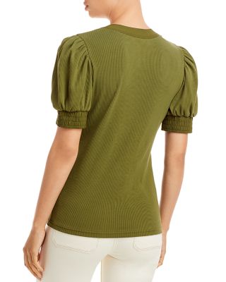 Heather V Neck Puff Sleeve Top 