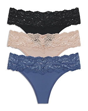 Skarlett Blue Women's 3-pk. Goddess Thong Underwear 371213mp In Black/cashmere/rain Drop
