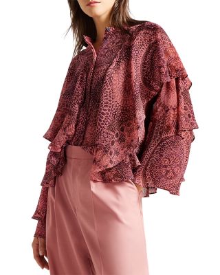 Ted Baker Isauna Printed Ruffled Blouse Bloomingdale s