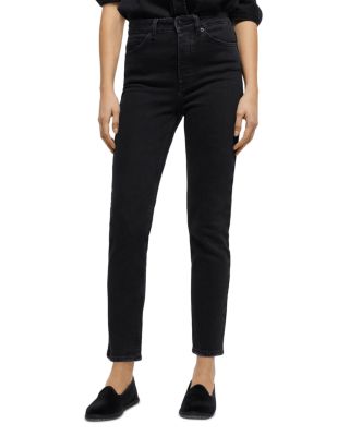 The Kooples - High Rise Ankle Slim Leg Jeans in Black