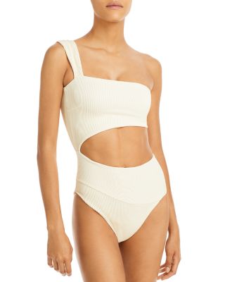 ribbed cutout one piece swimsuit