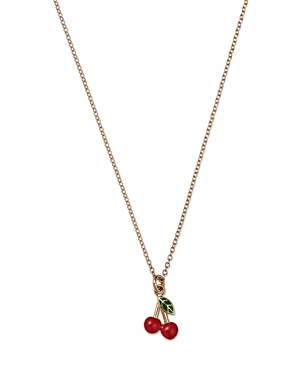 Moon & Meadow 14k Yellow Gold Enamel Cherry Pendant Necklace, 15-16 In Red/gold