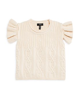 AQUA - Girls' Ruffle Sleeve Cotton Sweater, Big Kid - 100% Exclusive