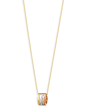 Shop Georg Jensen 18k Rose, White & Yellow Gold Fusion Diamond Puzzle Inspired Pendant Necklace, 17.72 In Gold/rose Gold, 0.05 Ct. T.w.
