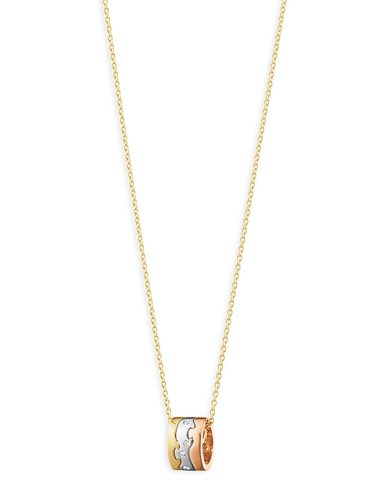 Georg Jensen 18k Rose, White & Yellow Gold Fusion Diamond Puzzle Inspired Pendant Necklace, 17.72 In Gold/rose Gold/. Ct. T.w.