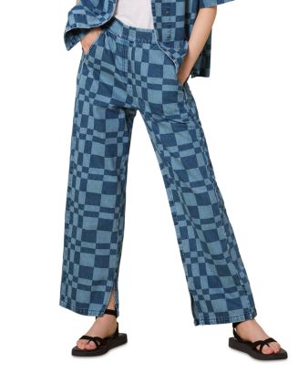 Whistles Billie Bleach Checkerboard High Rise Wide Leg Jeans in Blue Multi  Women - Bloomingdale's