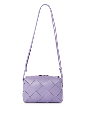 Bottega Veneta Small Intreccio Leather Camera Bag In Wisteria/silver