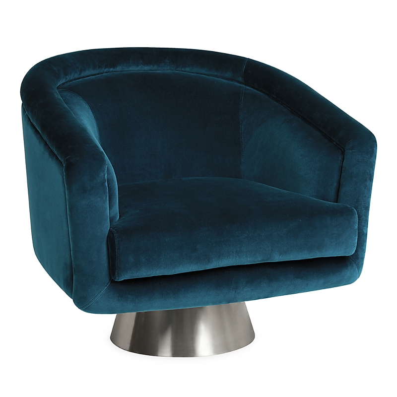 Jonathan Adler Bacharach Swivel Chair In Blue