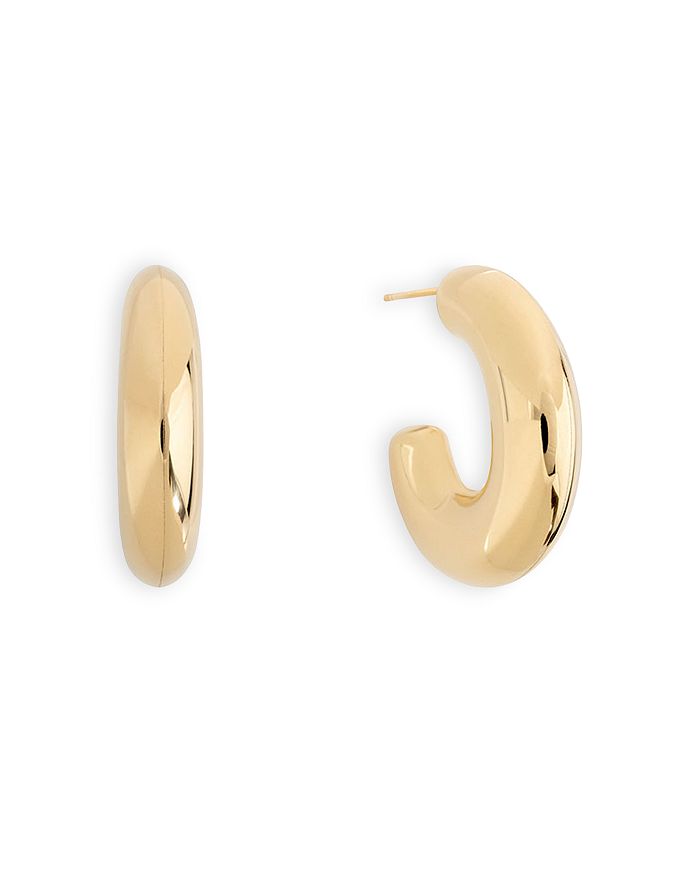 Shashi Machina Tubular Huggie Hoop Earrings in 18K Gold Plated ...