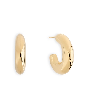 Shop Shashi Machina Tubular Huggie Hoop Earrings In 18k Gold Plated