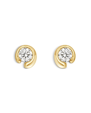 Georg Jensen 18k Yellow Gold 0.10 Ct. Diamond Mercy Stud Earrings In White/gold