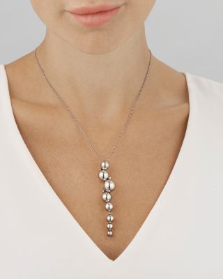 Sterling Silver Moonlight Grapes Linear Cluster Pendant Necklace, 17.72"