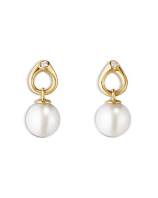 18K Yellow Gold Magic Cultured Freshwater Pearl & Diamond Drop Earrings