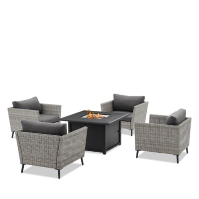 Crosley - Richland 5 Piece Outdoor Wicker Conversation Set with Fire Table