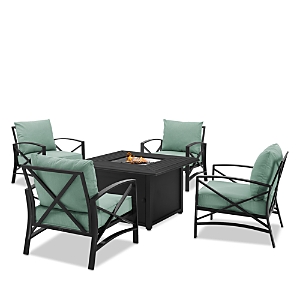 Sparrow & Wren Kaplan 5 Piece Outdoor Metal Conversation Set With Fire Table In Blue