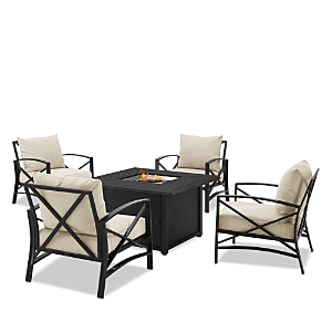 Sparrow & Wren Kaplan 5 Piece Outdoor Metal Conversation Set With Fire Table In Tan