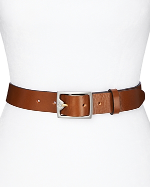 Rag & Bone Brown Leather Boyfriend Belt In Brown/silver