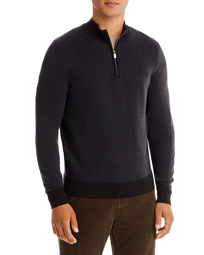 Canali Black Quarter Zip Sweater | Bloomingdale's