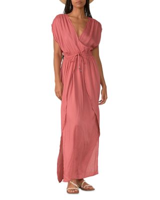 elan deep v neck cover up maxi dress Elan Deep V-neck Cover-up Maxi Dress In Black