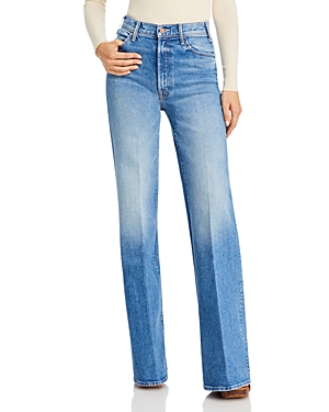 MOTHER THE HUSTLER ROLLER HIGH RISE WIDE LEG JEANS IN TROPIC LIKE ITS HOT