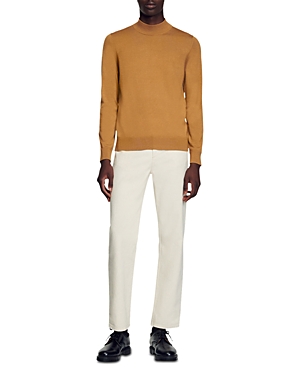Sandro Industrial Mock Neck Wool Sweater In Light Brown