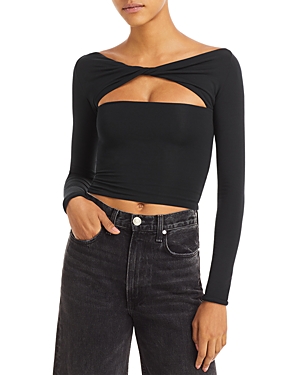Ser.o.ya Artemis Long-sleeve Cutout Top In Black