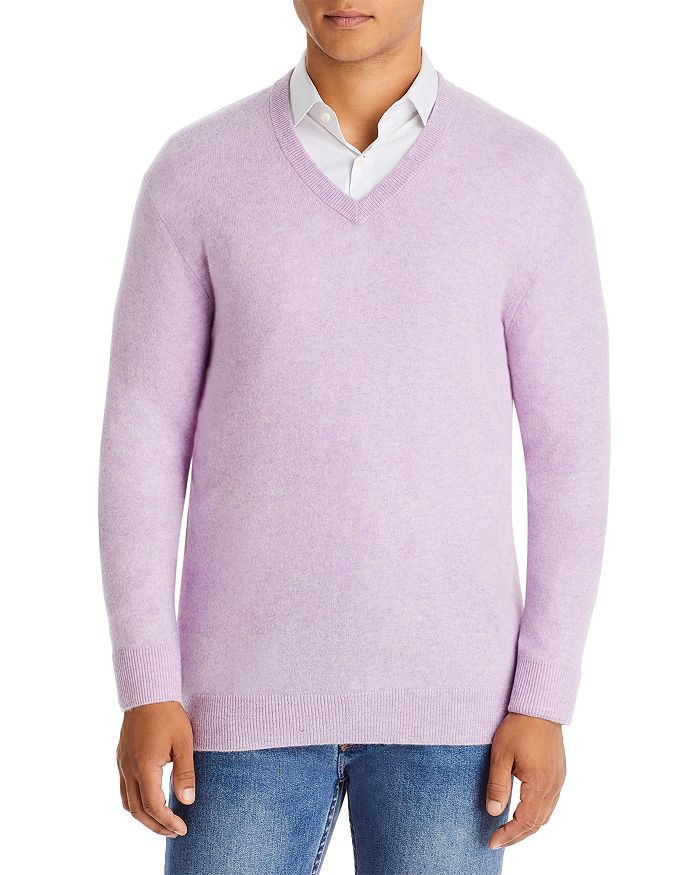 The Men's Store At Bloomingdale's Cashmere V-neck Sweater - 100% Exclusive In Pale Lilac