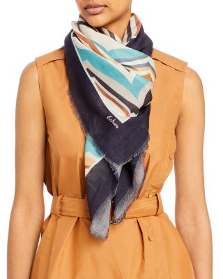 Foulard En Soie GEO WOOG Vintage - Dimensions 85x89 Cm - Couleur Ivoire Et Noir - Occasion